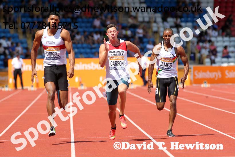 Mens 100 metres, Sainsbury's British Champs, Alexander Stadium, Birmingham. Photo: David T. Hewitson/Sprts for All Pics